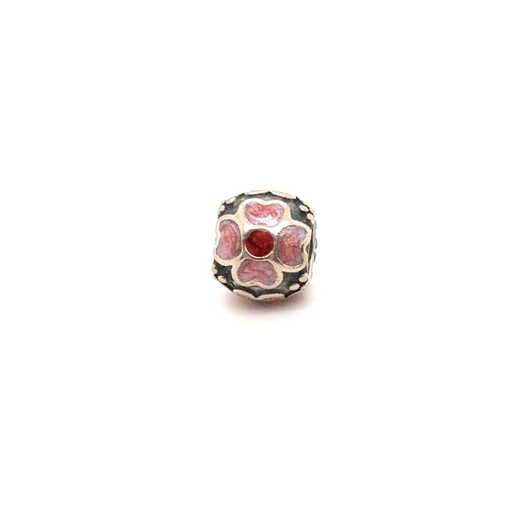 Pandora Pink Primrose Flower Charm Sterling Silver Retired Bead 791481EN68